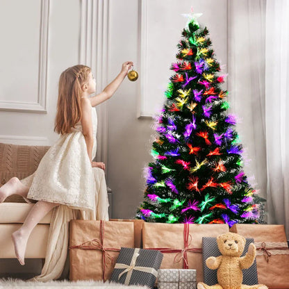 Brad artificial cu fibra optica multicolora si LED-uri 120cm pana — Ambient Modern Pentru Acasă