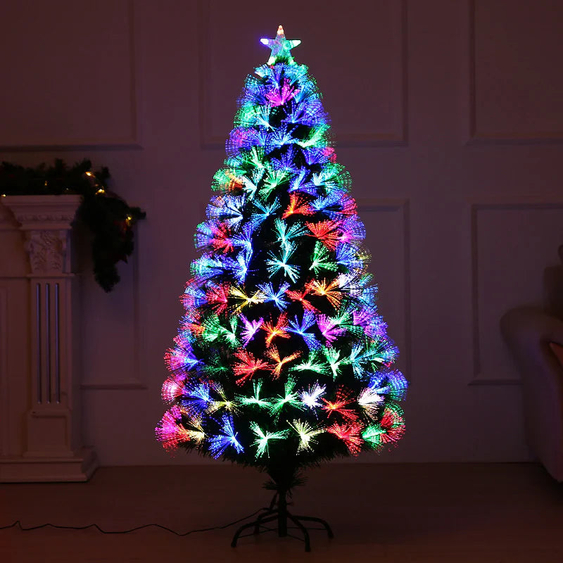 Brad artificial cu fibra optica multicolora si LED-uri 120cm pana — Ambient Modern Pentru Acasă