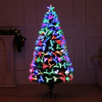 Brad artificial cu fibra optica multicolora si LED-uri 120cm pana — Ambient Modern Pentru Acasă