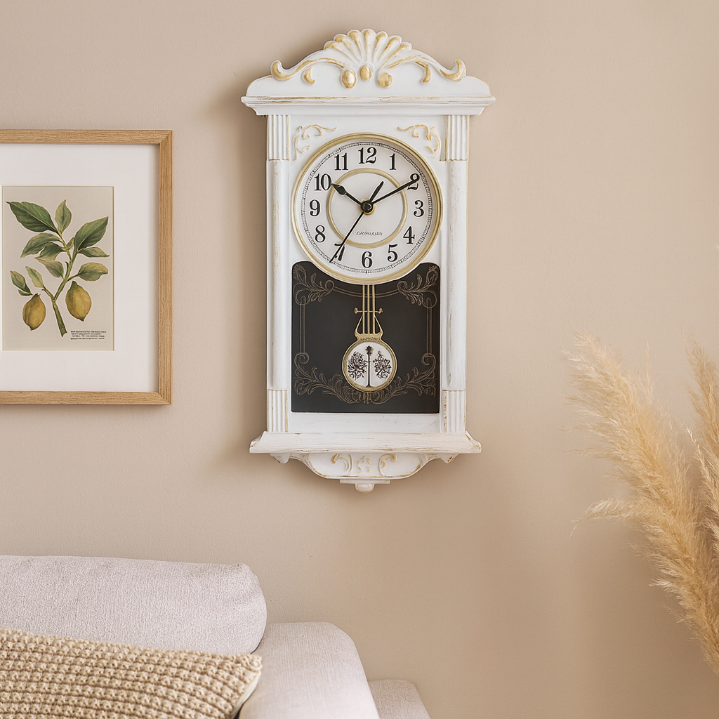 Ceas de perete vintage cu pendul 41 cm x 22 — Confort Practic Pentru Casa Ta