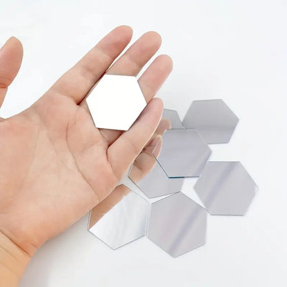 Set 12 oglinzi acrilice autoadezive decorative forma hexagon 20 si — Confort Practic Pentru Casa