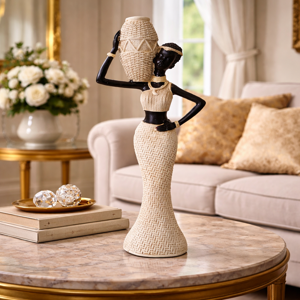 Decorativa femeie africana cu vas — Confort Practic Pentru Casa Ta
