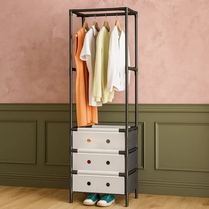 Organizator haine cu 3 sertare si bara umerase 41x41x188 cm — Confort Practic Pentru Casa Ta