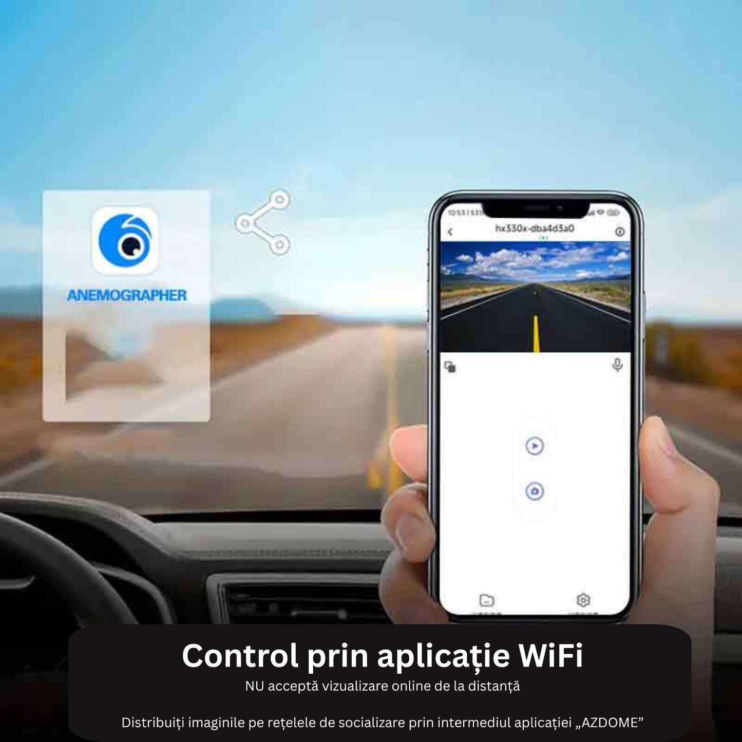Camera auto DVR HD cu WiFi si conectare la telefon — Control și Siguranță Zi de Zi
