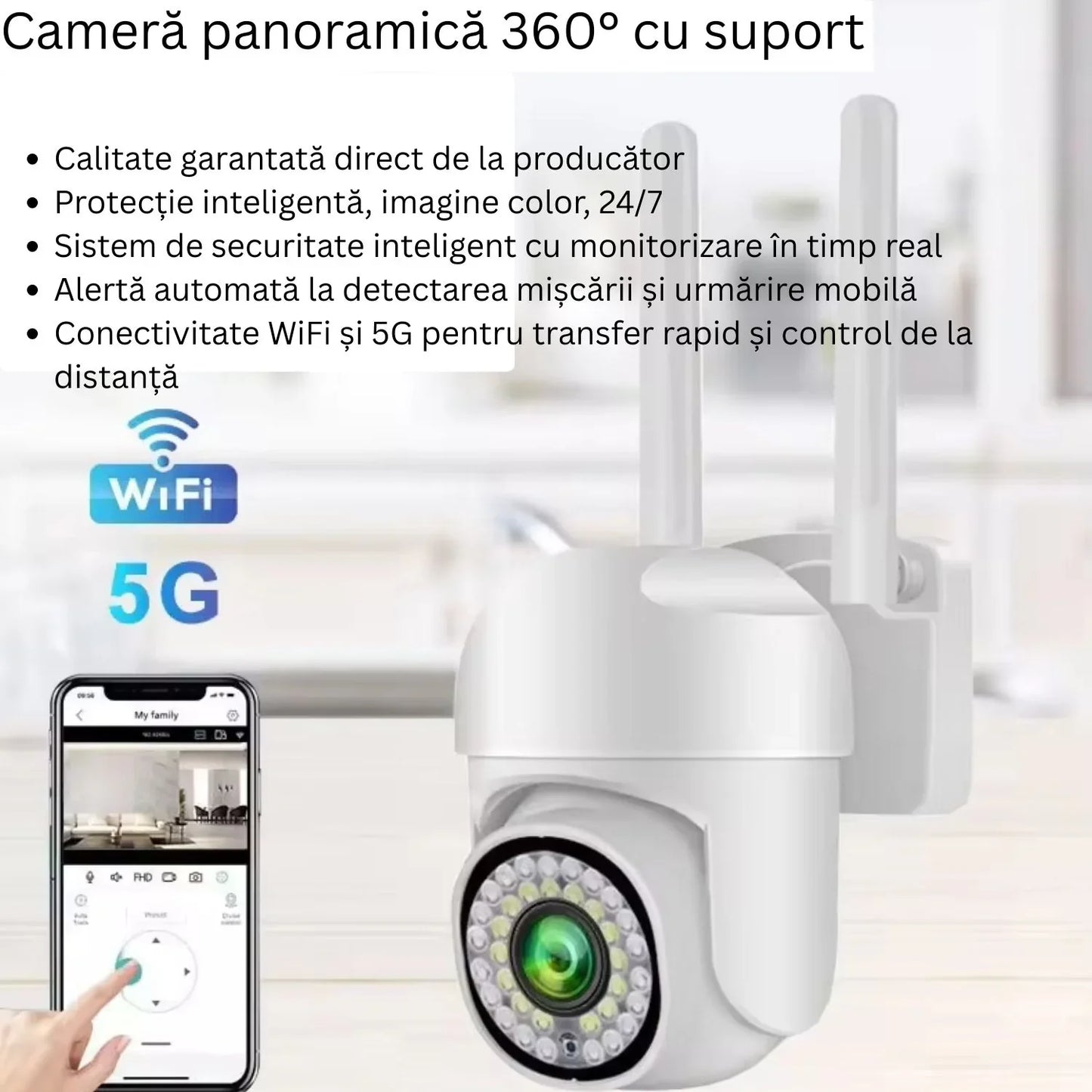 Camera de supraveghere WiFi pentru exterior cu Card 32GB Inclus — Control și Siguranță Zi de Zi