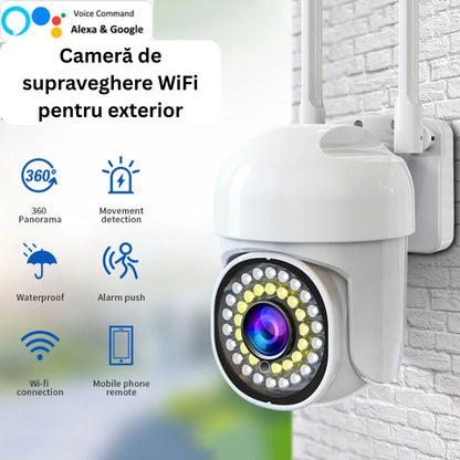 Camera de supraveghere WiFi pentru exterior cu Card 32GB Inclus — Control și Siguranță Zi de Zi