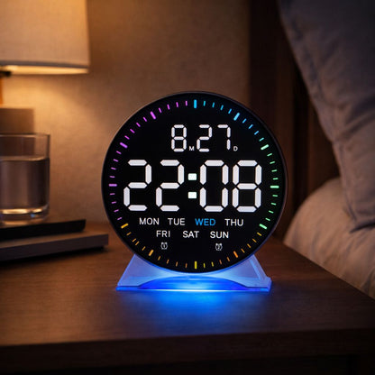 Ceas digital LED inteligent cu calendar complet alarma si iluminare — Confort Practic Pentru Casa