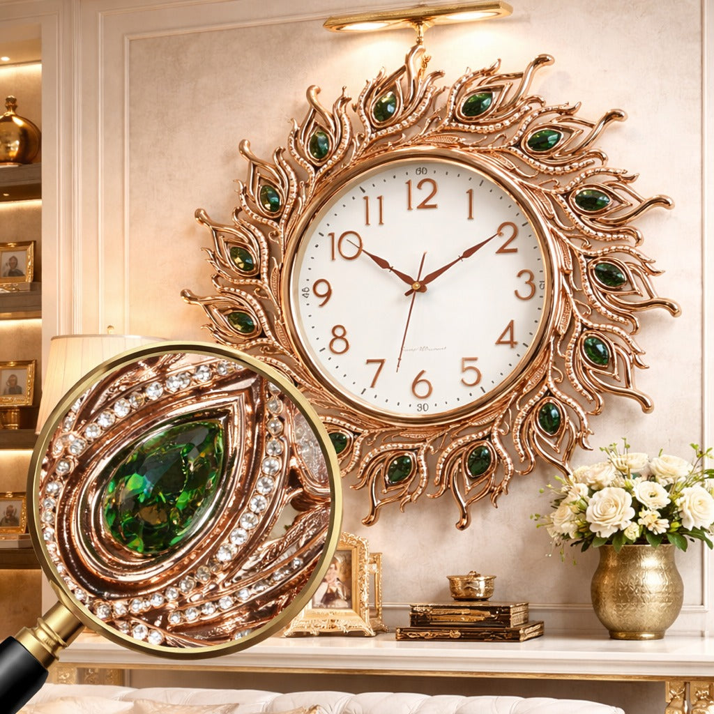 Ceas de perete decorativ 70 cm de paun design elegant — Confort Practic Pentru Casa Ta