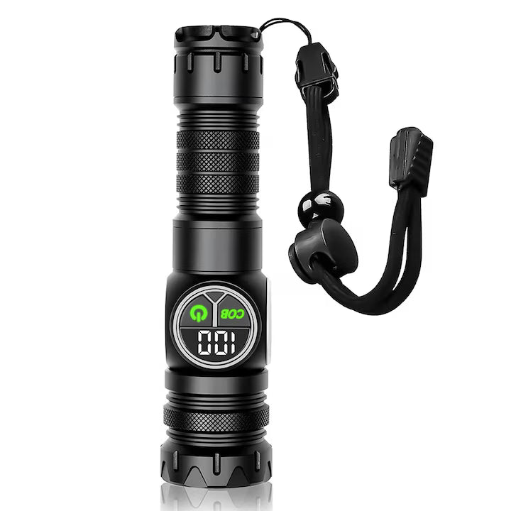 Lanterna Tactica Profesionala LED XHP, 6000 Lumeni, Zoom Telescopic, Acumulator Inclus, Magnet de Fixare – CLS-IL092 | EsentaCasei