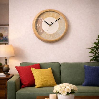 Ceas decorativ de perete 30 cm aspect lemn modern — Confort Practic Pentru Casa Ta