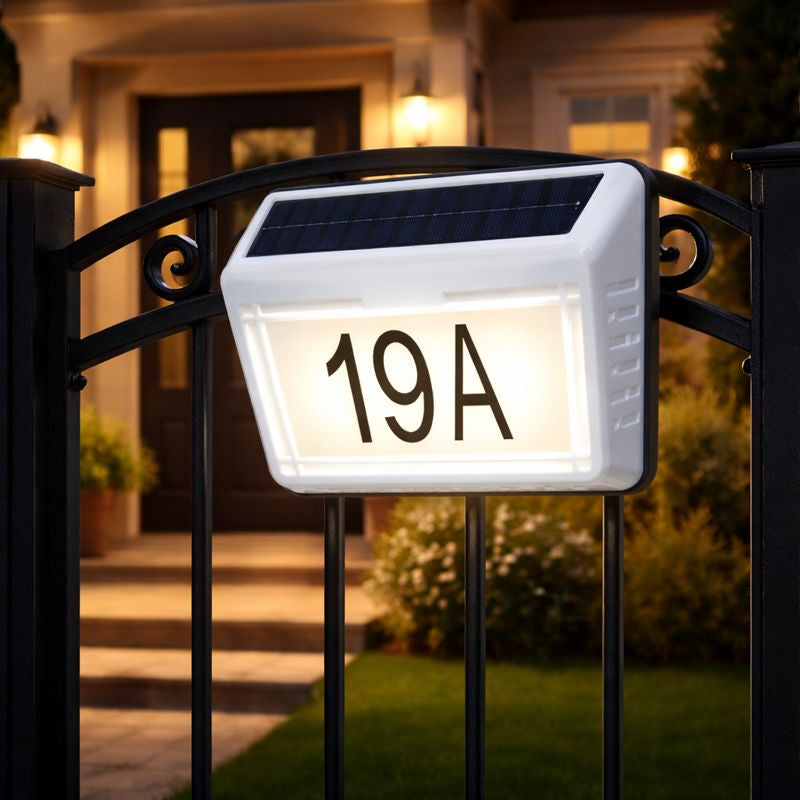 Lampa solara LED cu numar casa iluminat exterior — Confort Practic Pentru Casa Ta