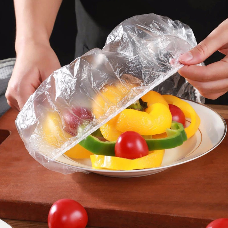 Set 100 huse alimentare de unică folosință cu bandă elastică — Mai Mult Confort în Bucătărie