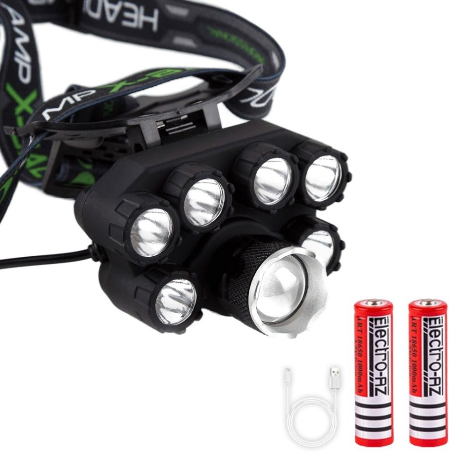 Lanterna De Cap, 7 Led XT6 CREE, Premium, 2 Acumulatori 3,7V, Negru, – EAZ-IL002 | EsentaCasei
