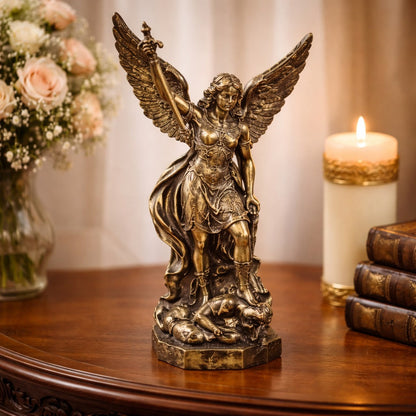 Decorativa Arhanghelul Mihail 12 x 19 cm – finisaj bronz — Confort Practic Pentru Casa Ta