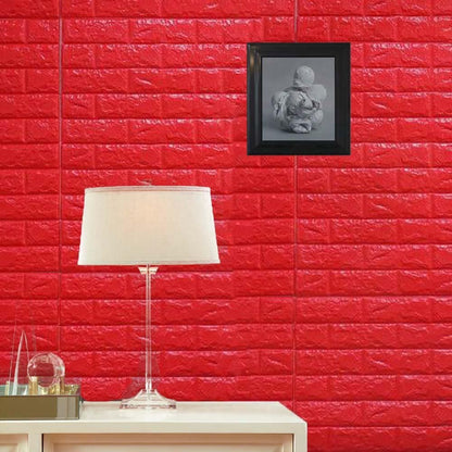 Tapet 3D caramida rosie auto-adeziv pentru interior 70 x 77 — Confort Practic Pentru Casa Ta