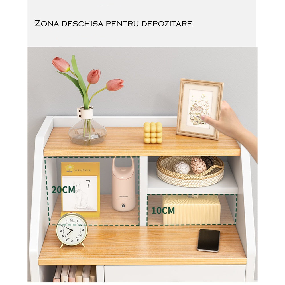 Noptiera moderna cu 3 polite si un sertar — Confort Practic Pentru Casa Ta