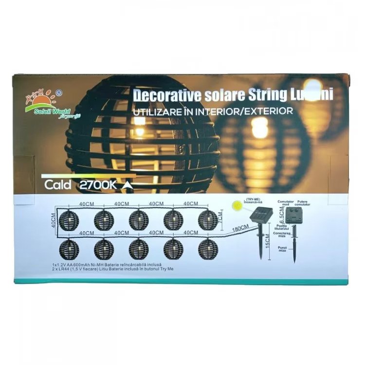 Ghirlanda luminoasa cu incarcare solara 5.4 m — Ambient Modern Pentru Acasă