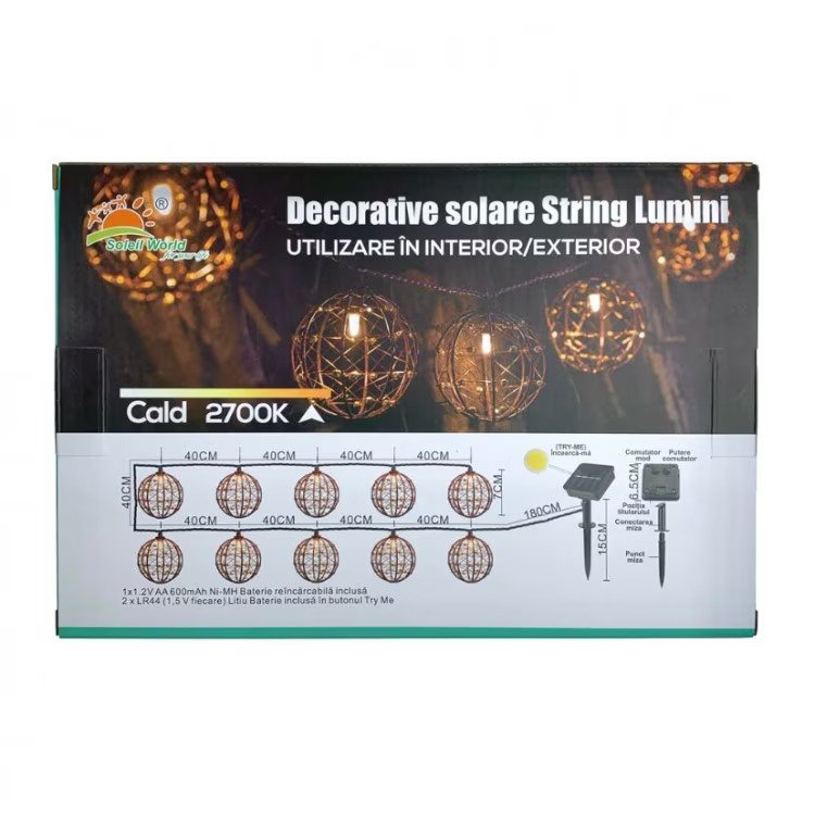 Ghirlanda luminoasa cu incarcare solara 5.4 m — Ambient Modern Pentru Acasă