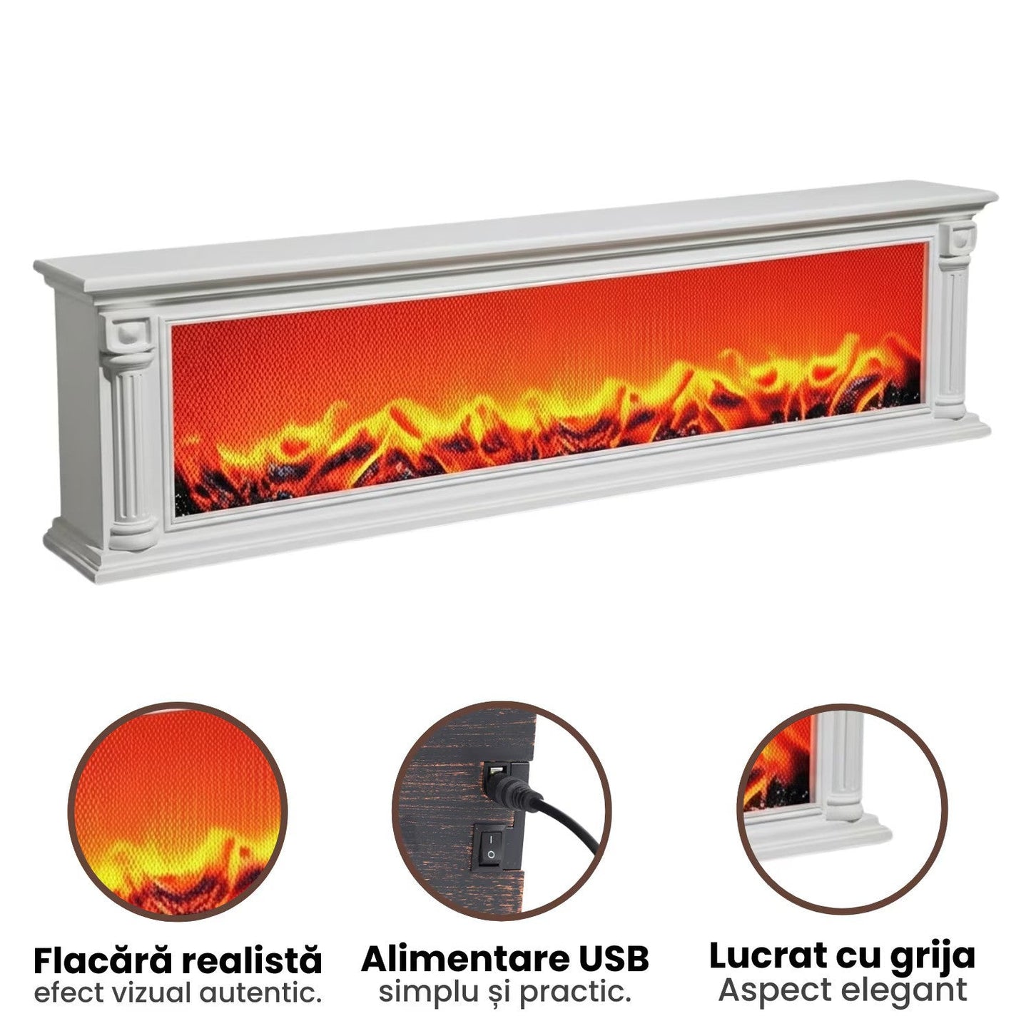 Semineu LED Panoramic 102 cm cu Efect Jar – Decor — Mai Mult Confort Oriunde