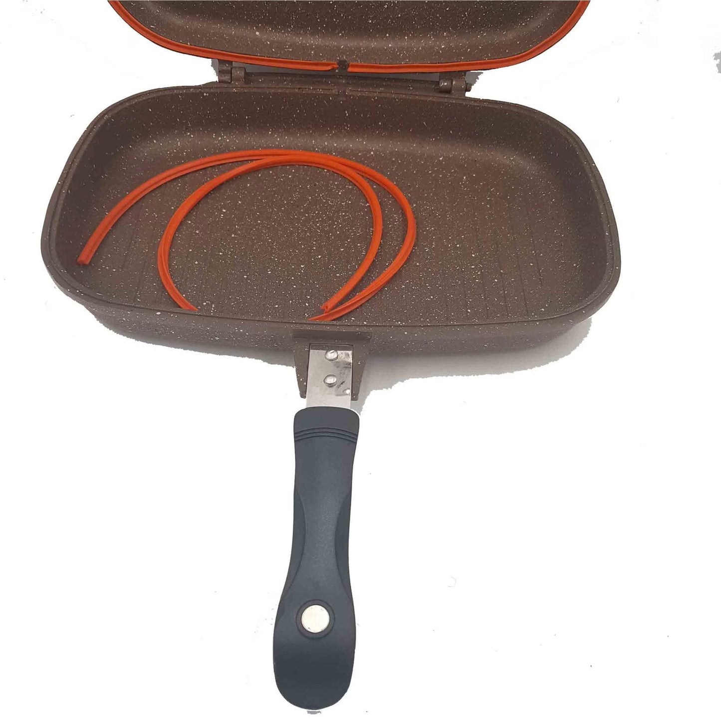 Tigaie Dublă Grill Dessini 36 cm cu Interior Antiaderent și Garnitură Silicon, A-127-35