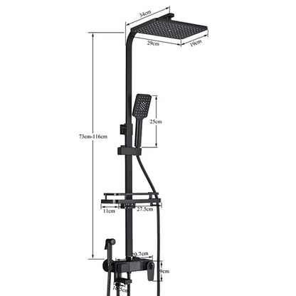 Coloană de Duș Premium cu Afișaj Digital LCD și 5 Funcții, Negru Mat, A-165-10