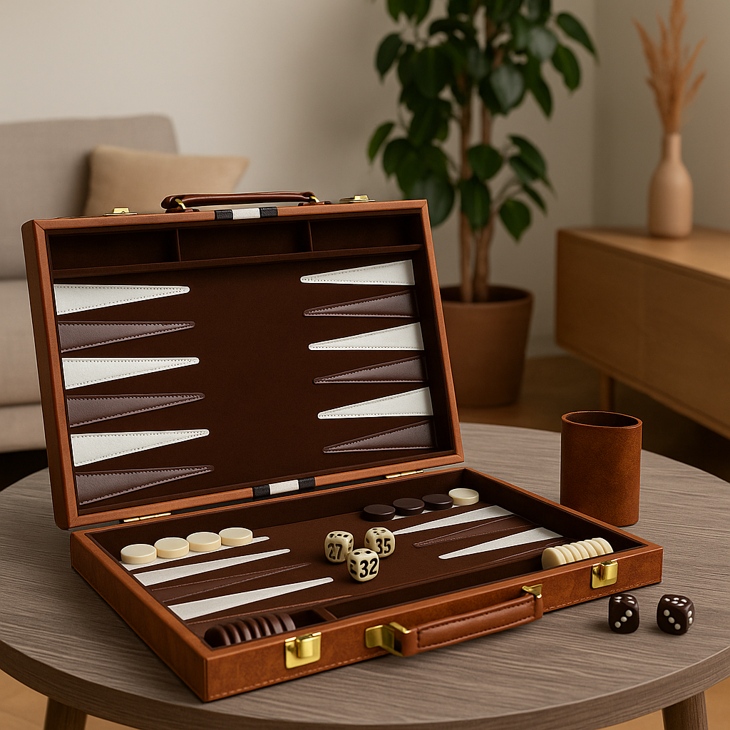 Set de Table Backgammon din piele 40 cm — Mai Mult Confort Oriunde