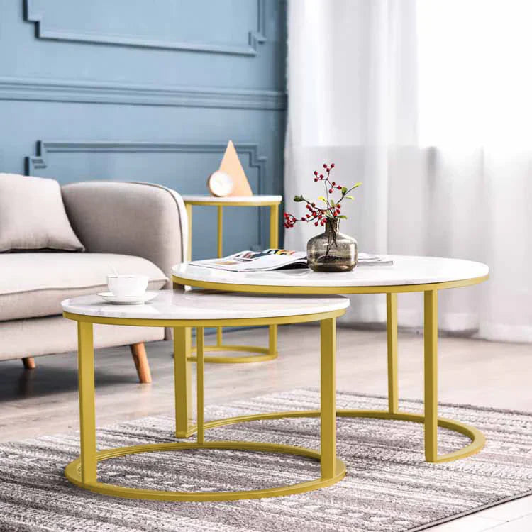 RESIGILAT - Set 2 masute rotunde de cafea cu efect — Confort Practic Pentru Casa Ta