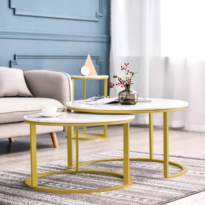 RESIGILAT - Set 2 masute rotunde de cafea cu efect — Confort Practic Pentru Casa Ta