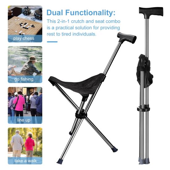 Scaun pliabil cu baston inaltime 82 cm — Confort Personal Zi de Zi