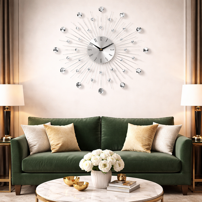 Ceas de perete 55 cm argintiu – design elegant cu — Confort Practic Pentru Casa Ta