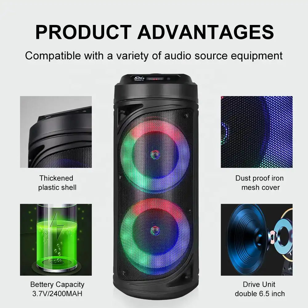 Boxa portabila Wireless ZQS 6212 30W LED — Utilitate Smart Zi de Zi
