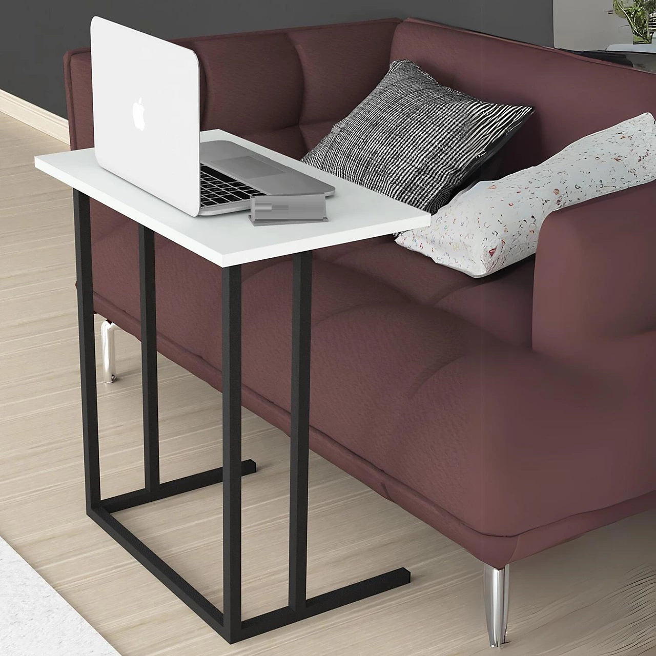 Masa cu picior metalic pentru laptop - mic dejun 60x34.5x65.5 — Confort Practic Pentru Casa Ta