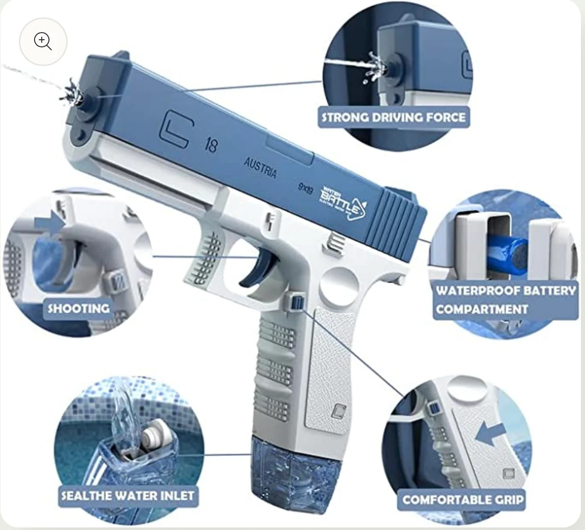 Pistol electric cu jet de apa incarcare USB — Util Pentru Familie și Copii