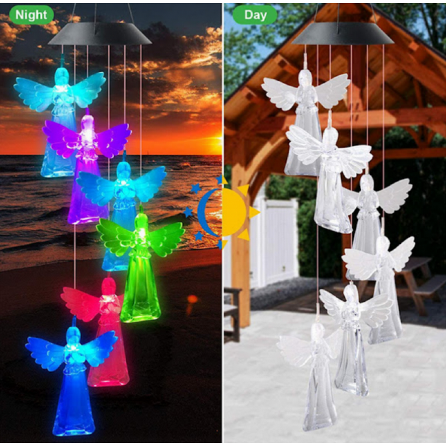 Ghirlanda solara decorativa ingerasi cu lumini LED multicolore si senzor — Ambient Modern Pentru