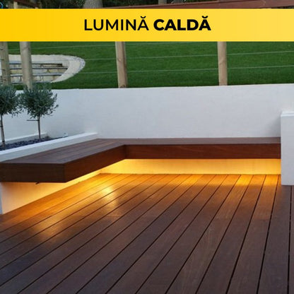 Kit Bandă LED Solară Alb Cald 20m cu Panou Monocristalin 200W și Telecomandă, CLS-IL028