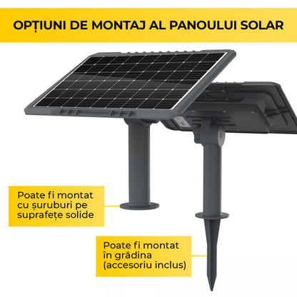 Kit Bandă LED Solară Alb Cald 20m cu Panou Monocristalin 200W și Telecomandă, CLS-IL028