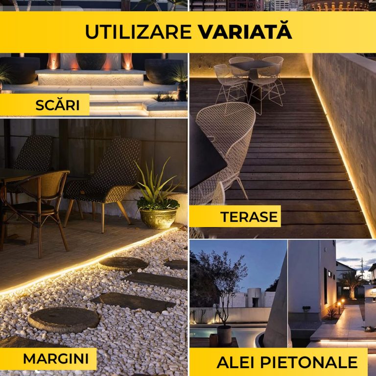 Kit Bandă LED Solară Alb Cald 20m cu Panou Monocristalin 200W și Telecomandă, CLS-IL028