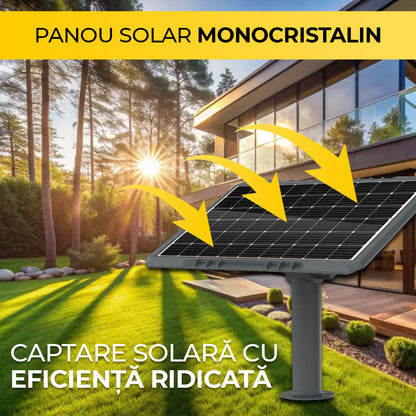 Kit Bandă LED Solară Alb Cald 20m cu Panou Monocristalin 200W și Telecomandă, CLS-IL028