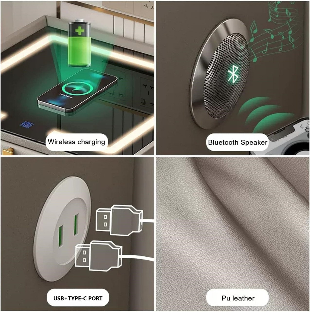 Noptiera Smart Multifunctionala iluminare LED tactil cu 3 culori incarcare — Confort Practic