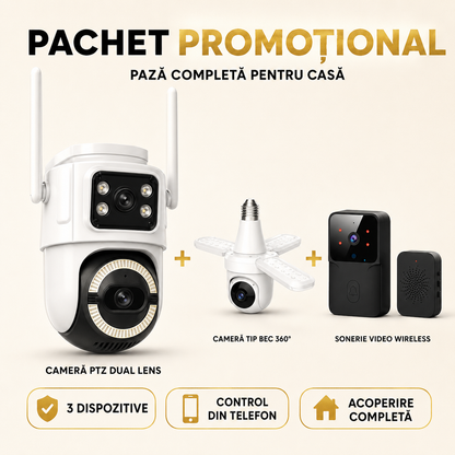 Kit Pază Casă Complet — Cameră Exterior, Cameră Interior și Sonerie cu Cameră