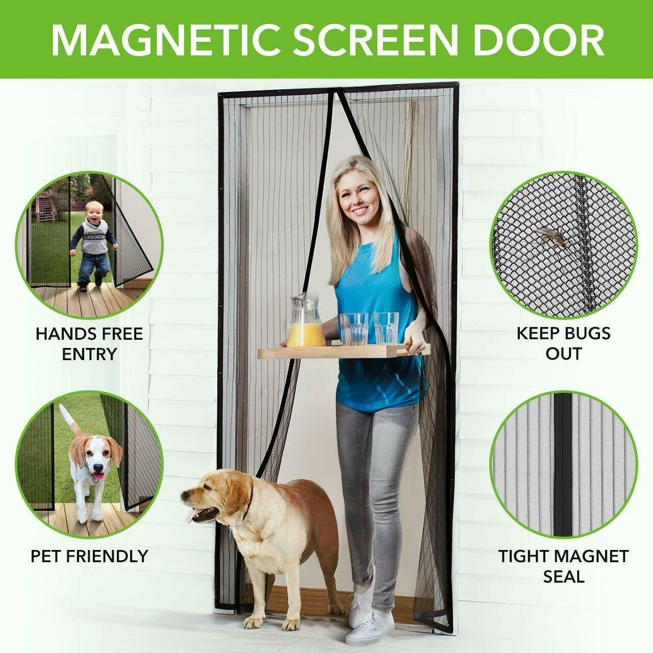 Set 3 perdele magnetice antiinsecte 190 x 100 cm — Confort Practic Pentru Casa Ta