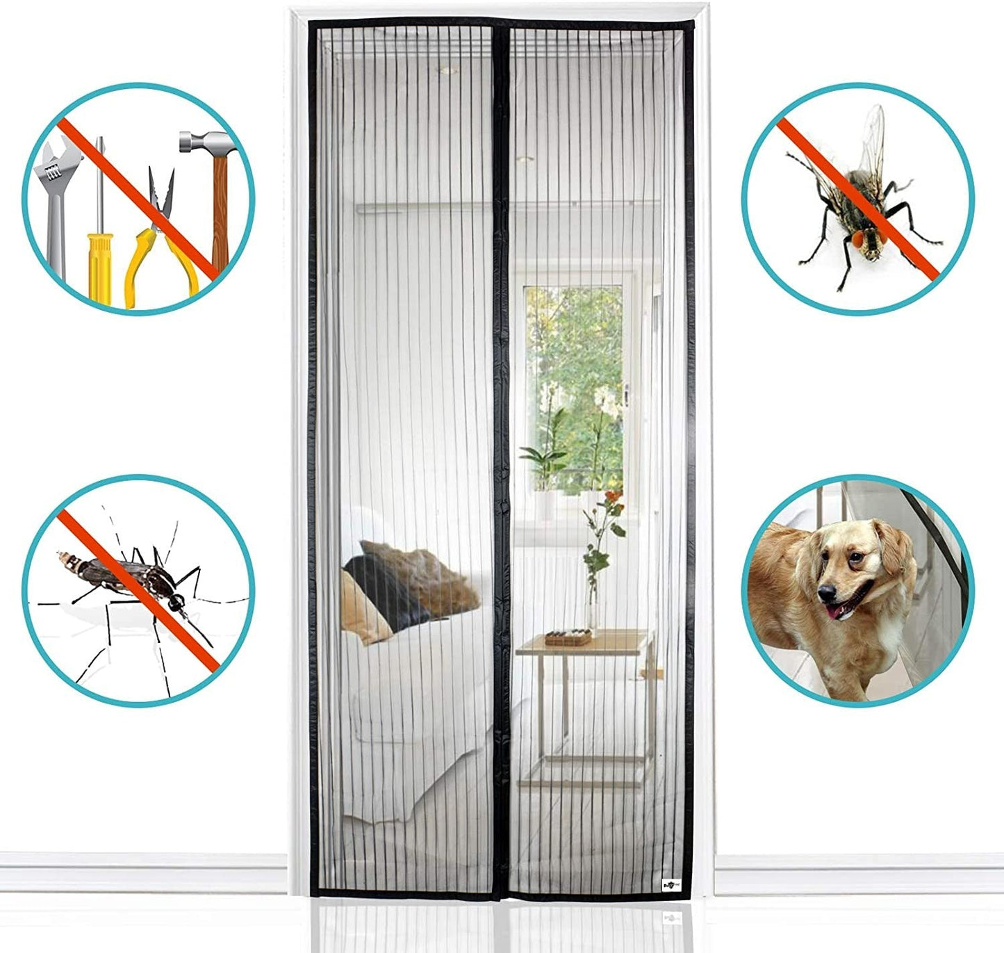 Set 3 perdele magnetice antiinsecte 190 x 100 cm — Confort Practic Pentru Casa Ta