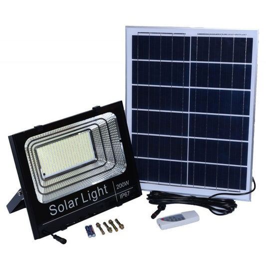 Proiector Solar LED 200W cu Panou Separat, Telecomandă și Protecție IP67, Q-18D038