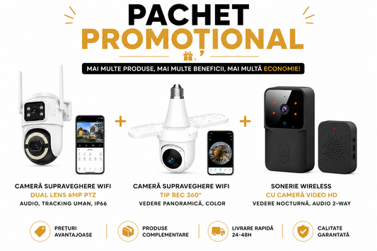 Kit Pază Casă Complet — Cameră Exterior, Cameră Interior și Sonerie cu Cameră