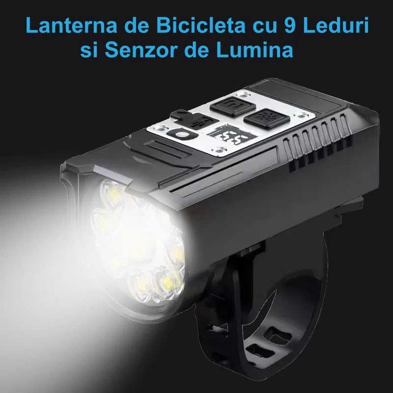 Lanterna de Bicicleta cu 9 Leduri si Senzor de Lumina L-S75 – Q-19C032 | EsentaCasei