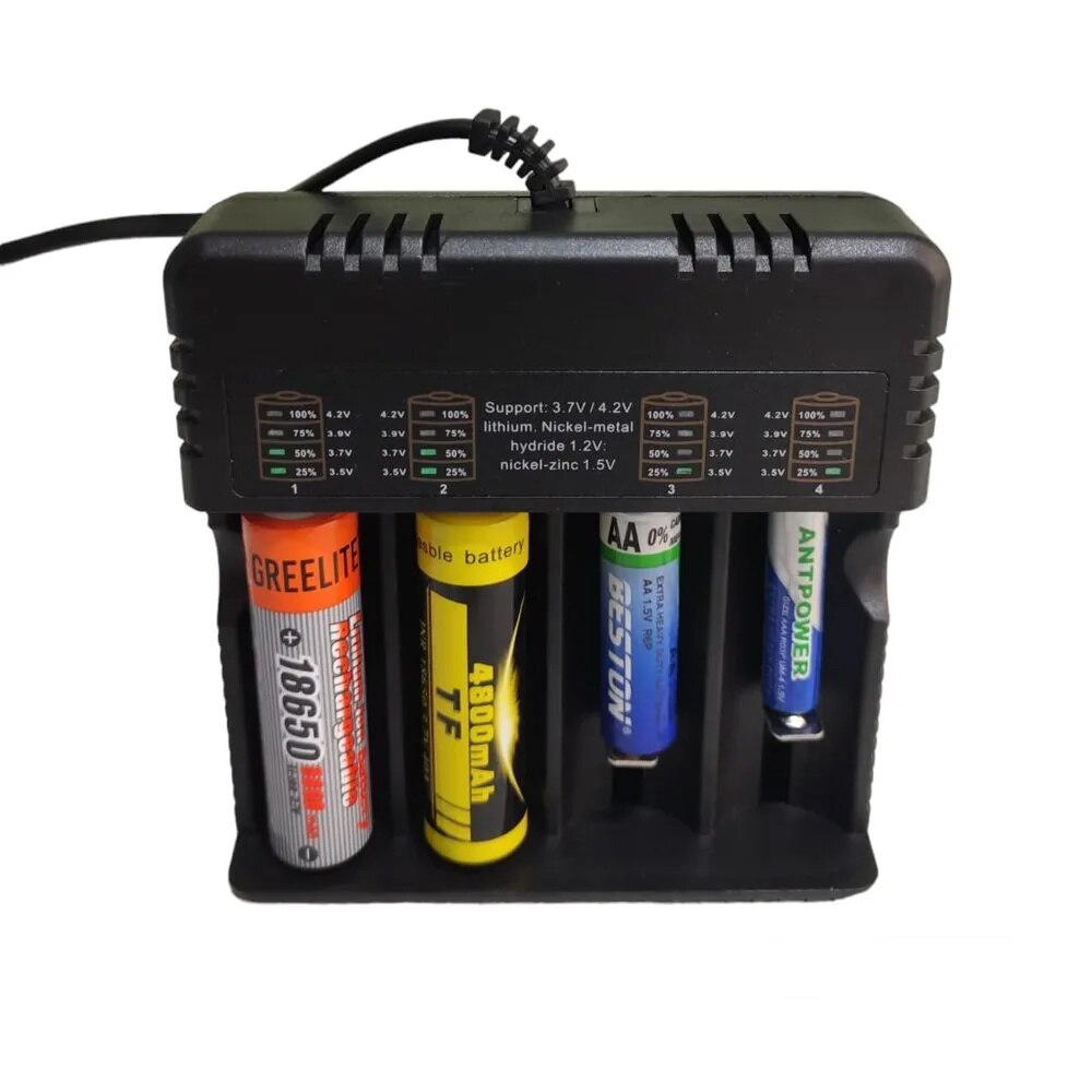 Incarcator baterii Li-ion HD-4882B 4 sloturi 4.2V 4000mA pentru 18650 — Utilitate Smart Zi de Zi
