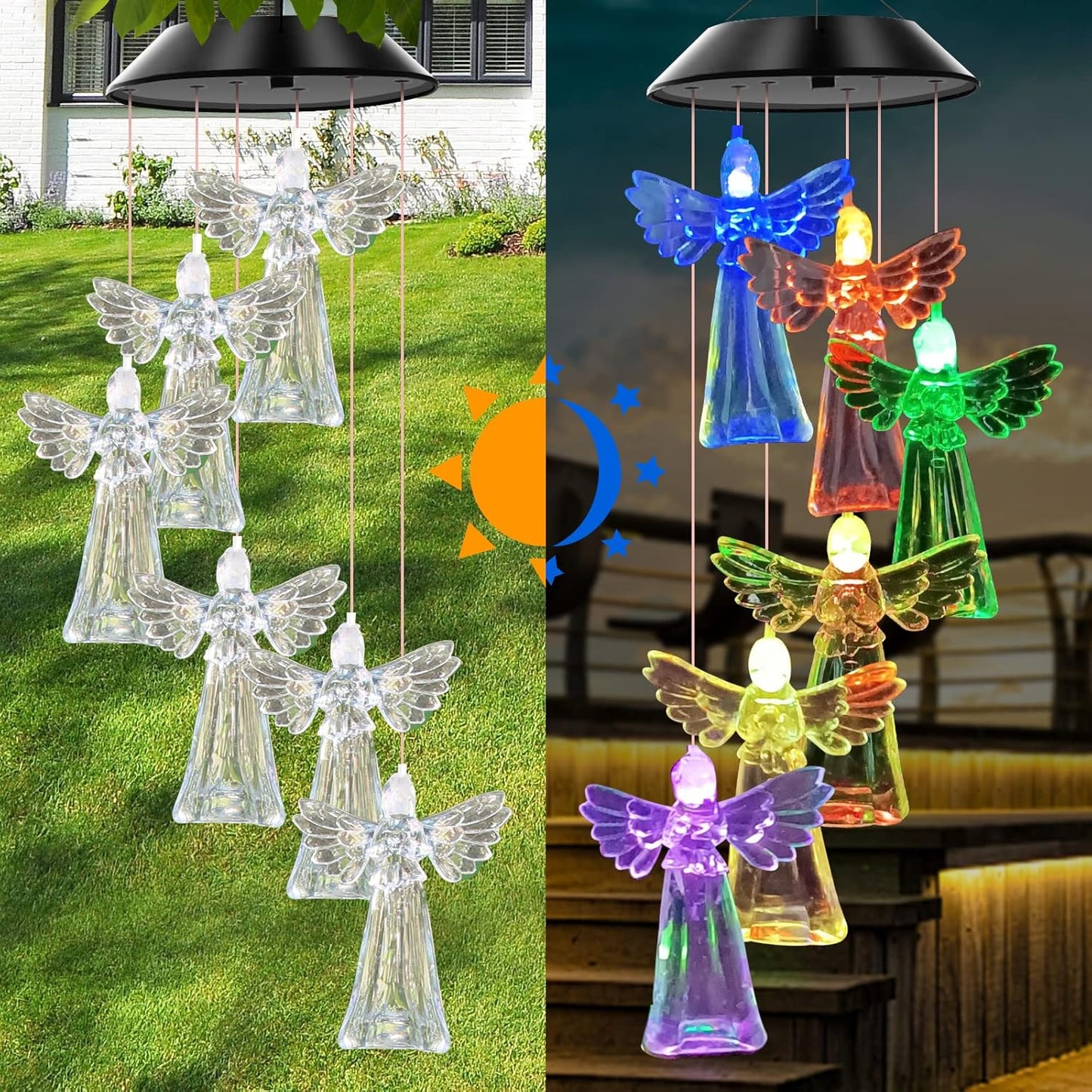 Ghirlanda solara decorativa ingerasi cu lumini LED multicolore si senzor — Ambient Modern Pentru
