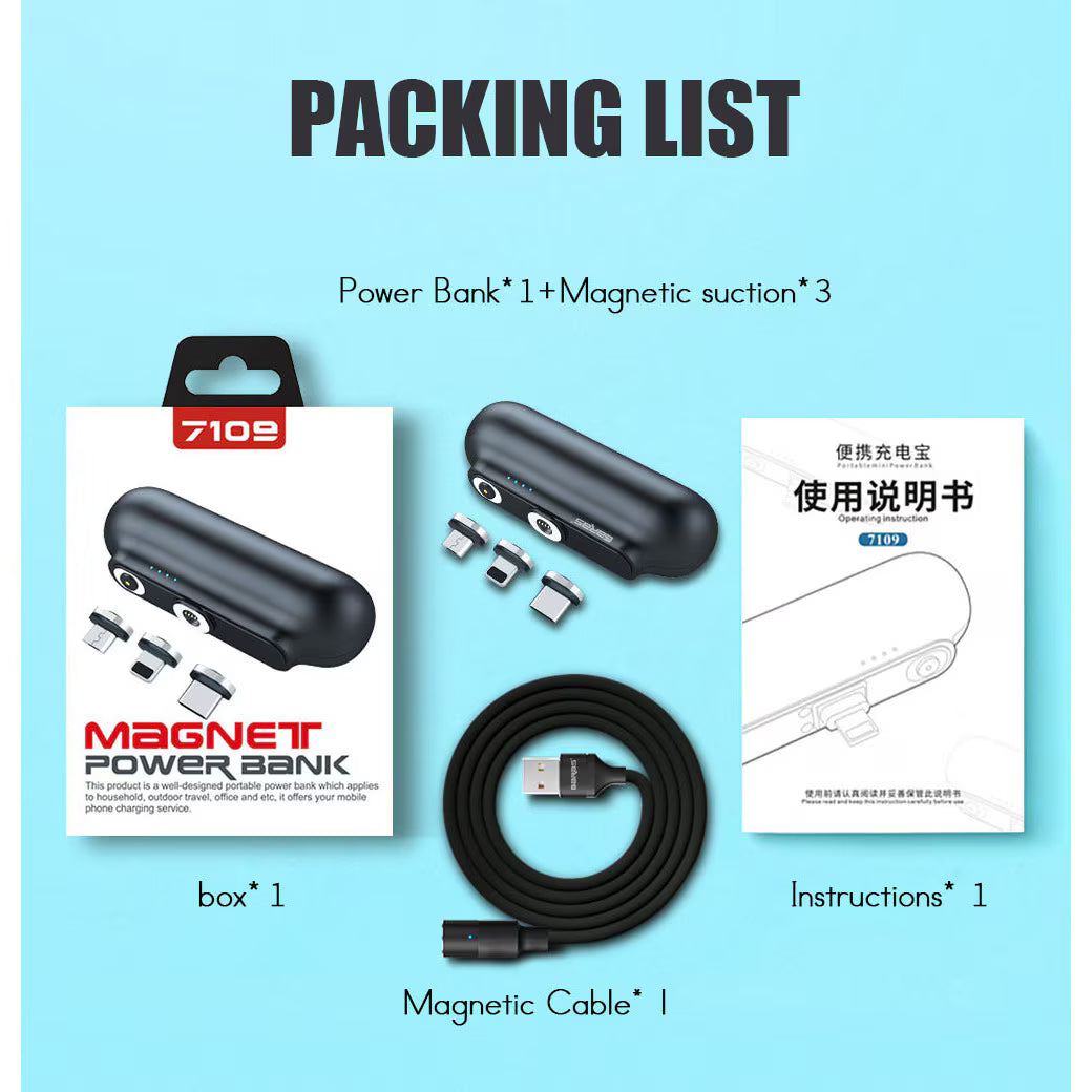 Baterie externa magnetica 3 in 1 5000 mAh Negru — Utilitate Smart Zi de Zi