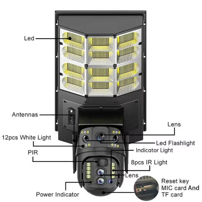 Lampa Solara cu Camera de Supraveghere SIM 4G — Ambient Modern Pentru Acasă