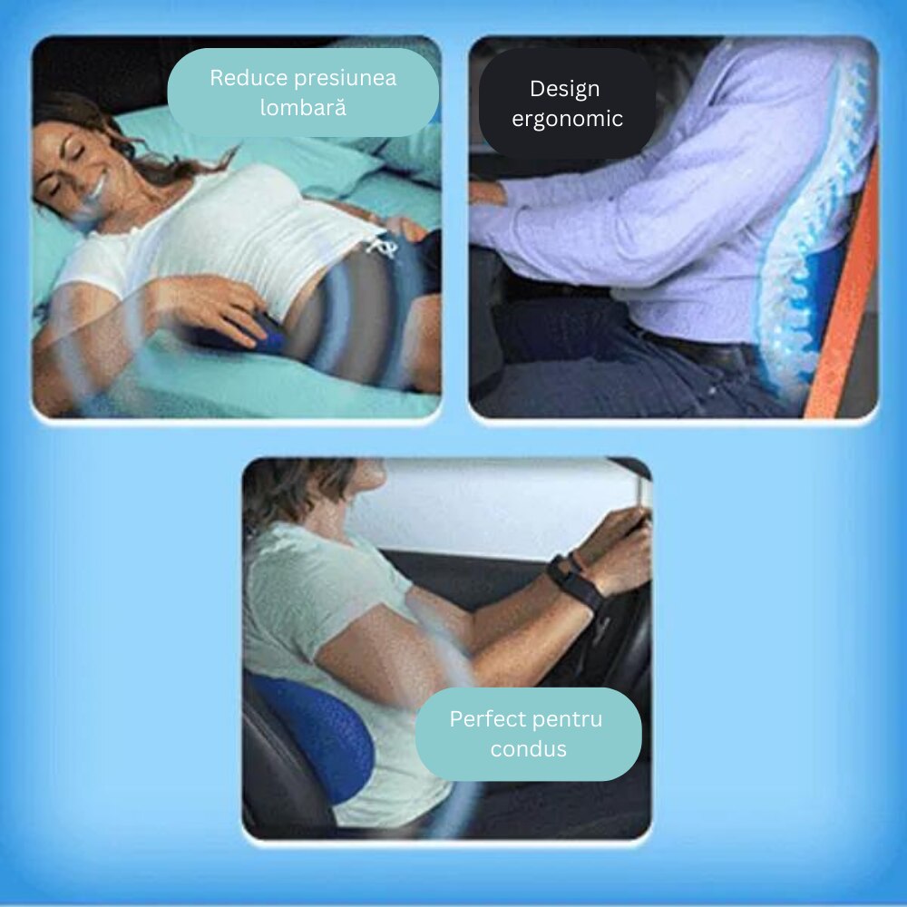 Perna ergonomica pentru sustinere lombara si spate — Confort Personal Zi de Zi